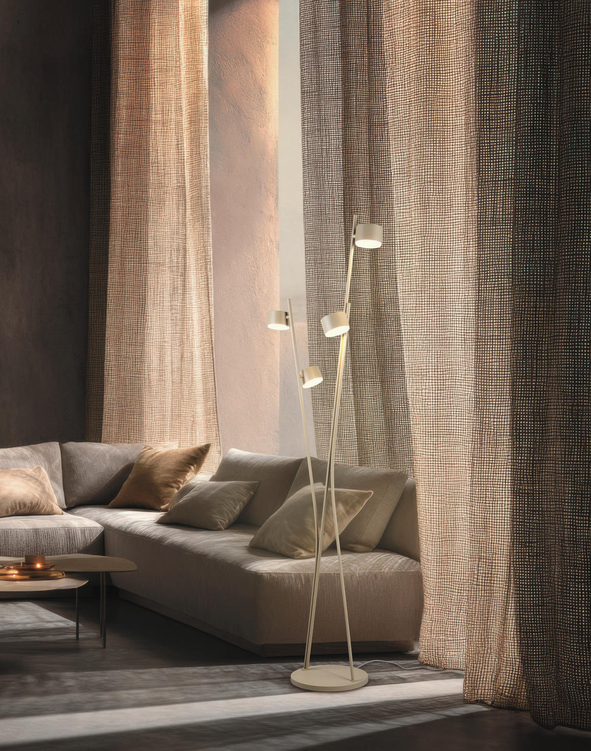 STEHLEUCHTE Coda 53/33/180 cm   - Beige/Weiß, Design, Metall (53/33/180cm) - Trio Leuchten