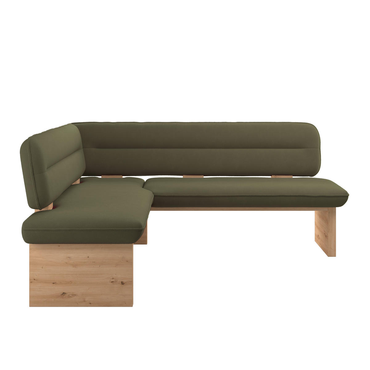 ECKBANK 170/212 cm Webstoff Grün Eiche Sperrholz   - Eichefarben/Grün, KONVENTIONELL, Holz/Textil (170/212cm) - Livetastic