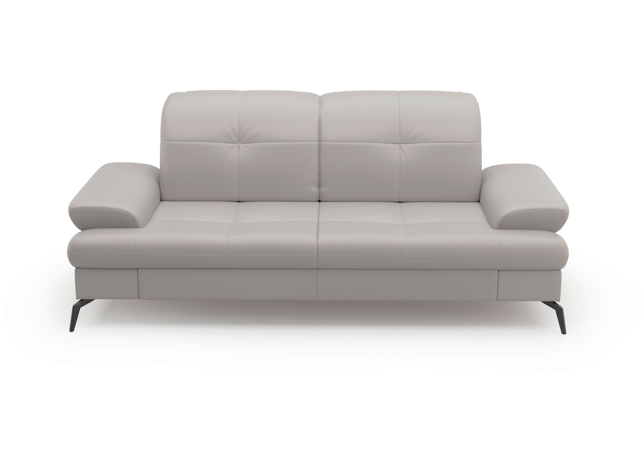 3-SITZER-SOFA Echtleder Hellgrau  - Hellgrau/Schwarz, KONVENTIONELL, Leder/Metall (212/90/122cm) - Sit & More