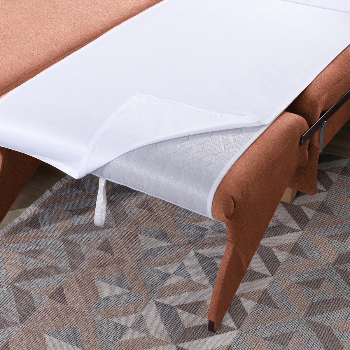 ECKSOFA in Flachgewebe Terracotta  203/261 cm  - Eichefarben/Terracotta, KONVENTIONELL, Holz/Textil (203/261cm) - Sedda