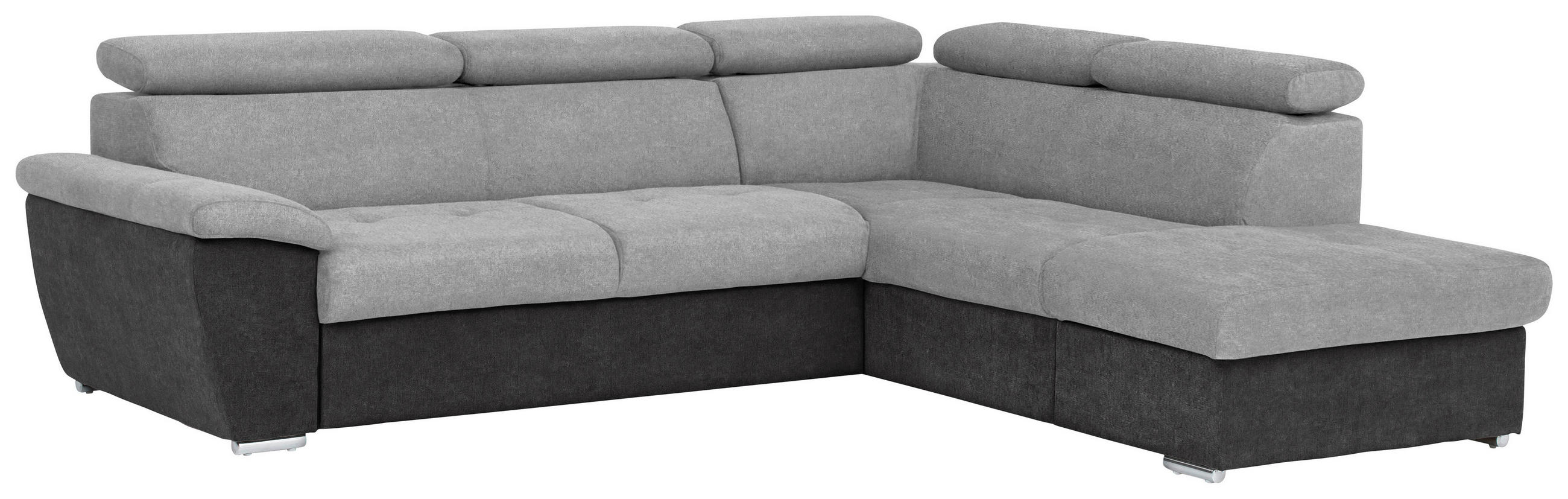 ECKSOFA in Mikrofaser Schwarz, Silberfarben  - Chromfarben/Silberfarben, Design, Textil/Metall (262/216cm) - Livetastic