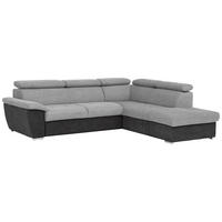ECKSOFA in Mikrofaser Schwarz, Silberfarben  - Chromfarben/Silberfarben, Design, Textil/Metall (262/216cm) - Livetastic