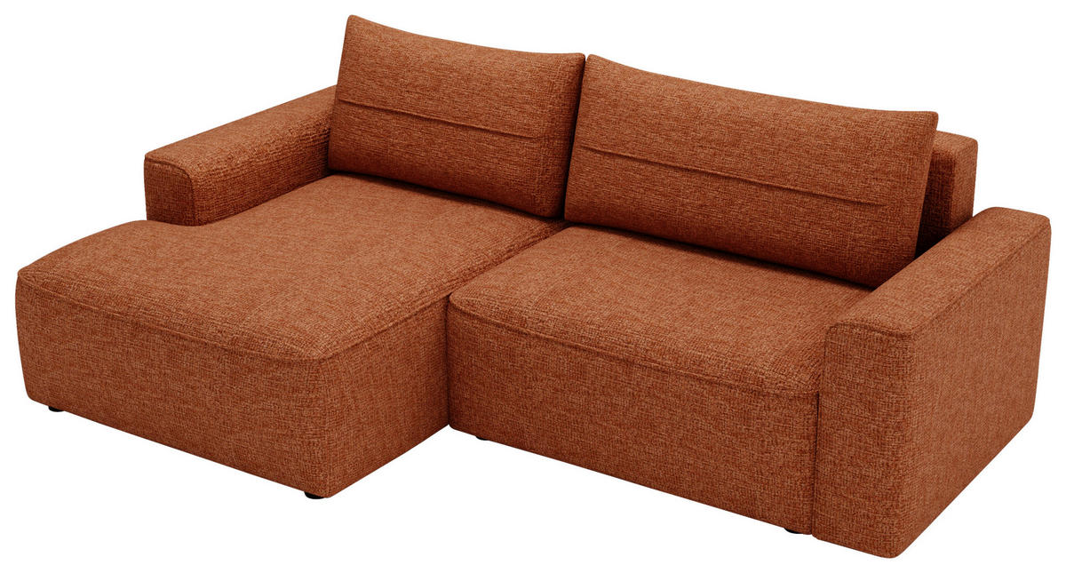 ECKSOFA in Chenille Rostfarben  - Rostfarben/Schwarz, Design, Kunststoff/Textil (144/233cm) - Livetastic