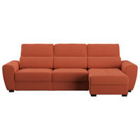 ECKSOFA in Velours Terracotta  - Terracotta/Schwarz, Konventionell, Kunststoff/Textil (285/177cm) - MID.YOU