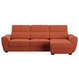 ECKSOFA in Velours Terracotta  - Terracotta/Schwarz, KONVENTIONELL, Kunststoff/Textil (285/177cm) - Carryhome