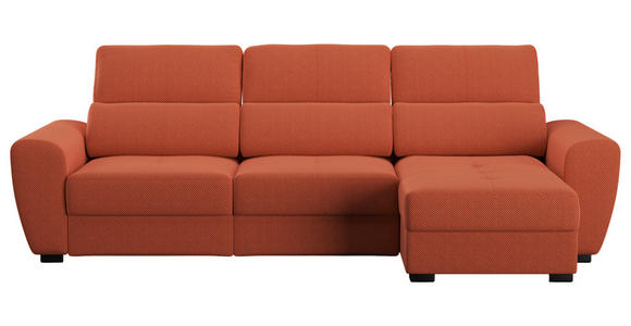 ECKSOFA in Velours Terracotta - Terracotta/Schwarz, KONVENTIONELL, Kunststoff/Textil (285/177cm) - Carryhome
