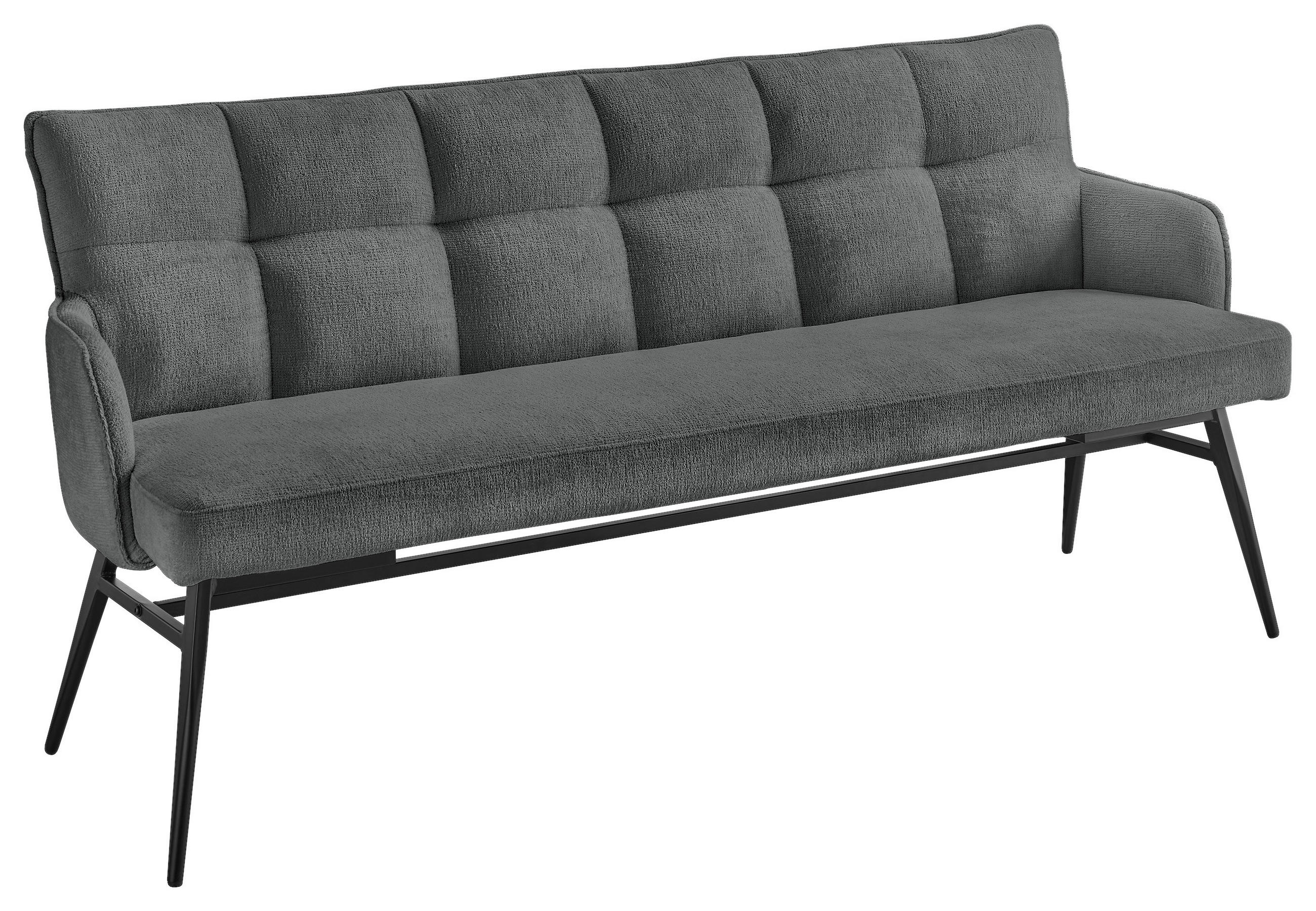 SITZBANK 180/88/68 cm Mikrofaser Schwarz, Dunkelgrau  - Dunkelgrau/Schwarz, Design, Textil/Metall (180/88/68cm) - SetOne by Musterring