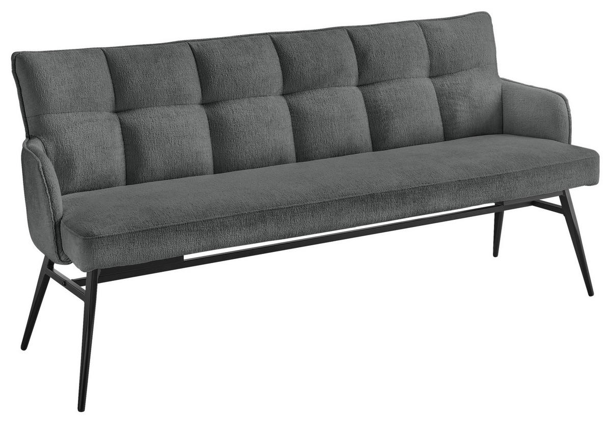 SITZBANK 180/88/68 cm Mikrofaser Schwarz, Dunkelgrau  - Dunkelgrau/Schwarz, Design, Textil/Metall (180/88/68cm) - SetOne by Musterring
