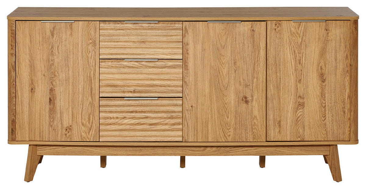SIDEBOARD Wave  in 170/80/40 cm  - Eichefarben/Alufarben, MODERN, Holzwerkstoff/Metall (170/80/40cm) - Livetastic