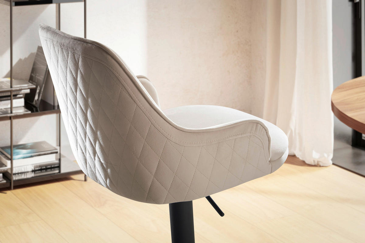 BARHOCKER in Textil Beige  - Beige/Schwarz, Design, Textil/Metall (45/106/45cm) - MID.YOU