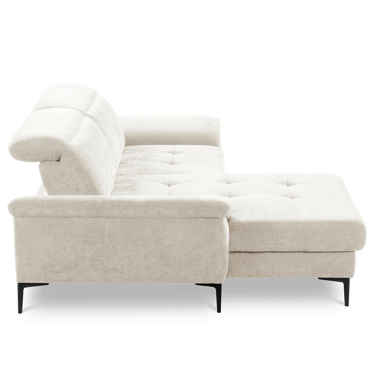 ECKSOFA  Webstoff Creme  - Creme/Schwarz, Design, Textil/Metall (195/268cm) - Livetastic