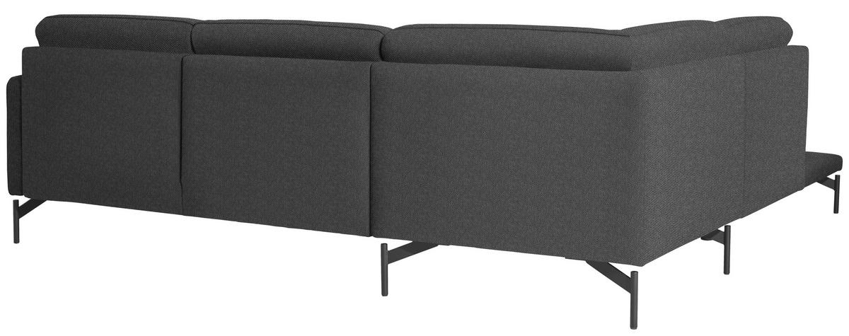ECKSOFA in Flachgewebe Grau  - Anthrazit/Grau, Design, Textil/Metall (230/254cm) - Johann Jakob