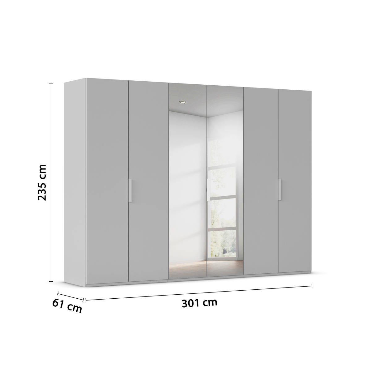 DREHTÜRENSCHRANK 301/235/61 cm,  in Champagner, 6-türig  - Champagner, Basics, Glas/Holzwerkstoff (301/235/61cm) - Novel
