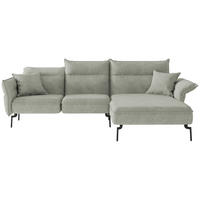 ECKSOFA in Flachgewebe Hellgrau  - Edelstahlfarben/Hellgrau, Design, Textil/Metall (265/185cm) - Livetastic