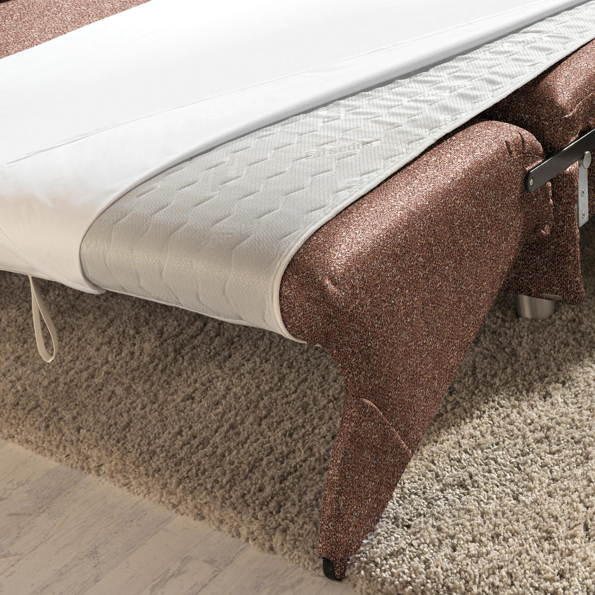 ECKSOFA  in Mikrovelours Terracotta  208/227 cm  - Terracotta/Alufarben, KONVENTIONELL, Textil/Metall (208/227cm) - Sedda