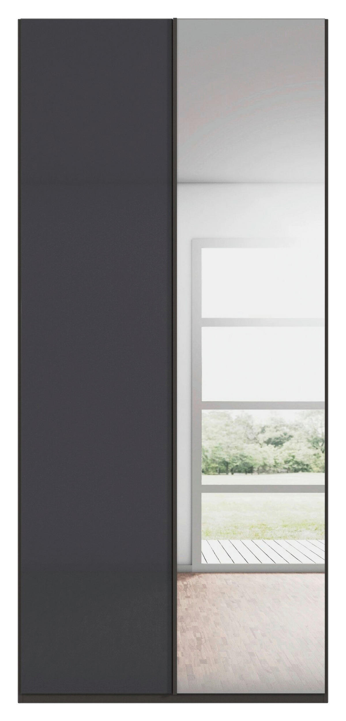 DREHTÜRENSCHRANK 101/223/61 cm,  in Graphitfarben, 2-türig  - Graphitfarben, Basics, Glas/Holzwerkstoff (101/223/61cm) - Novel