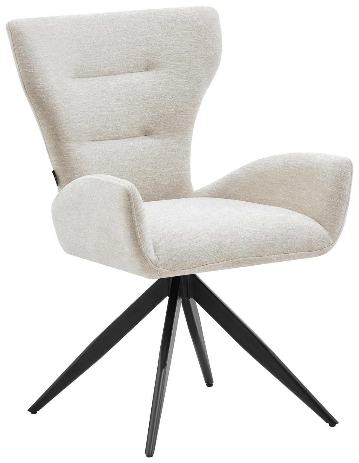 ARMLEHNSTUHL  Sitzfläche 360° drehbar Chenille  Schwarz, Beige  - Beige/Schwarz, MODERN, Holz/Textil (58/89/62,5cm) - Livetastic