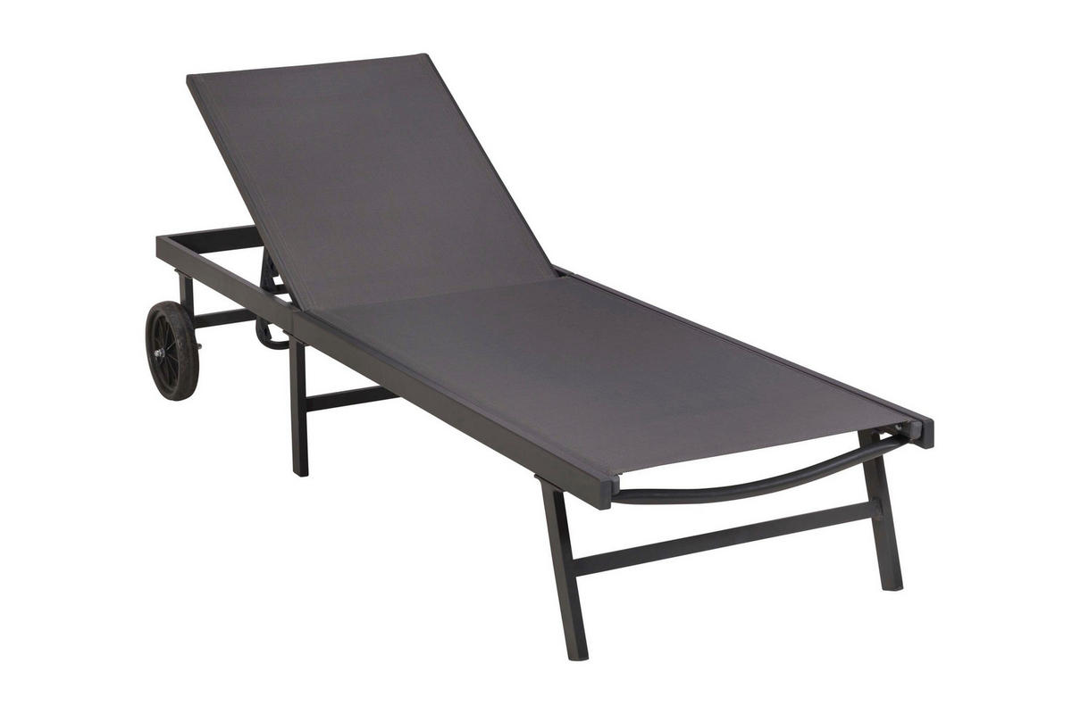 GARTENLIEGE 64,5/97,5/201 cm  - Graphitfarben/Grau, KONVENTIONELL, Textil/Metall (64,5/97,5/201cm) - Gardenson