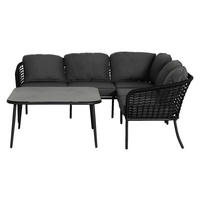 ZAHRADNÍ SEDACÍ SOUPRAVA, 14dílné, kov, textil - černá/tmavě šedá, Moderní, kov/textil (200/200cm) - Amatio