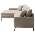 ECKSOFA  in Cord Taupe  173/280 cm  - Taupe/Schwarz, KONVENTIONELL, Textil/Metall (173/280cm) - Hom`in