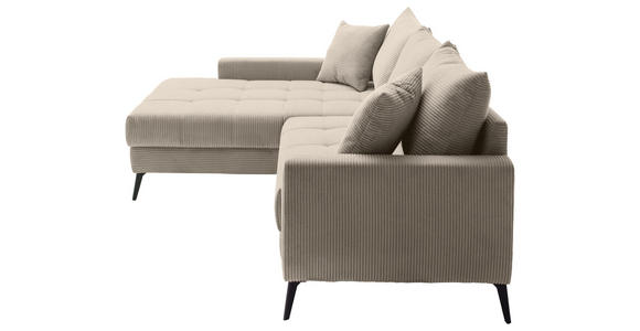 ECKSOFA  in Cord Taupe  173/280 cm  - Taupe/Schwarz, KONVENTIONELL, Textil/Metall (173/280cm) - Hom`in