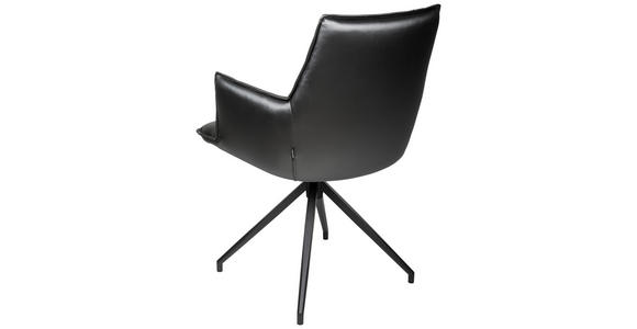 ARMLEHNSTUHL in Eisen Lederlook - Schwarz/Grau, Design, Textil/Metall (59/89,5/63cm) - Novel