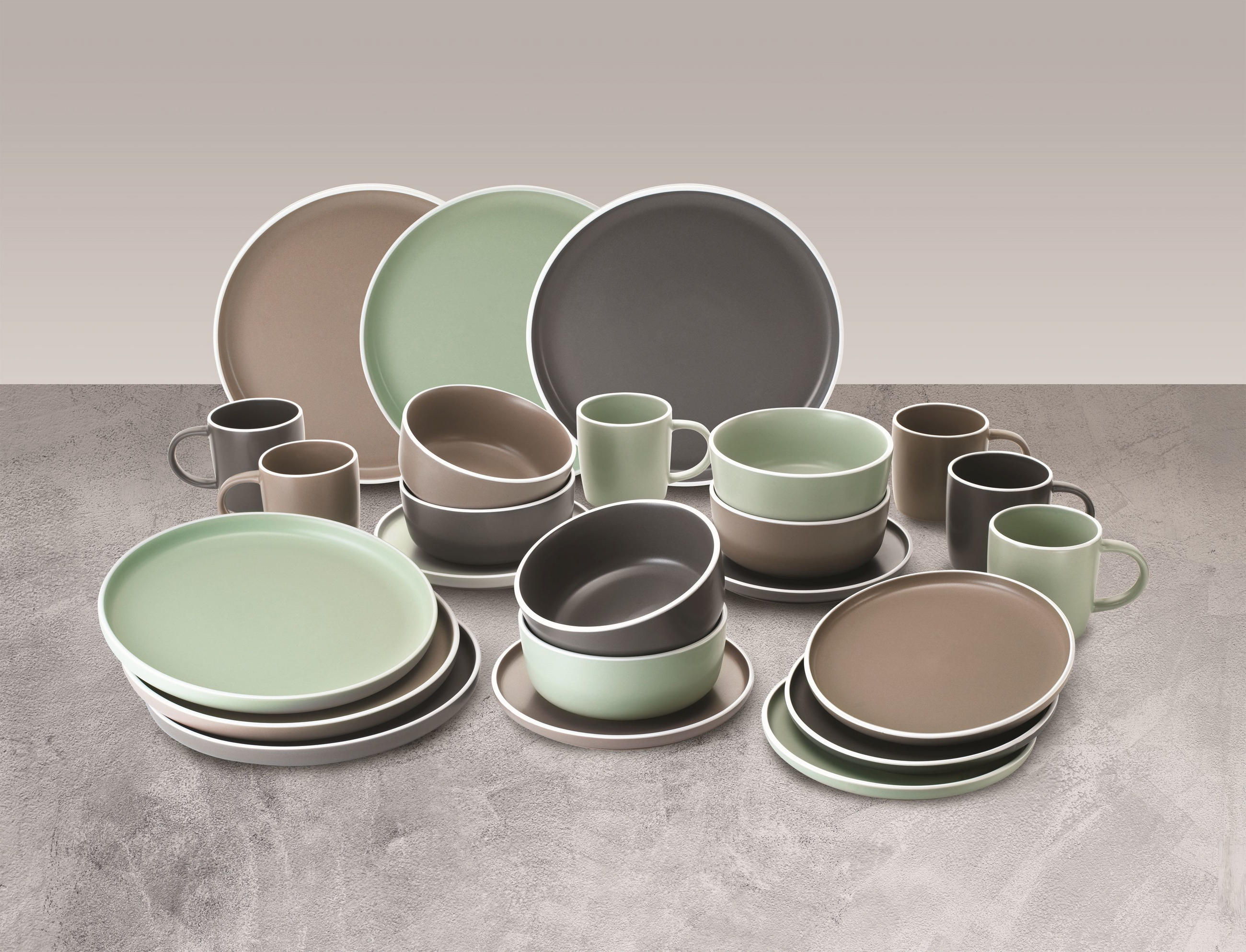 KOMBISERVICE 24-teilig LASSE - Taupe/Grau, Design, Keramik - Van Well