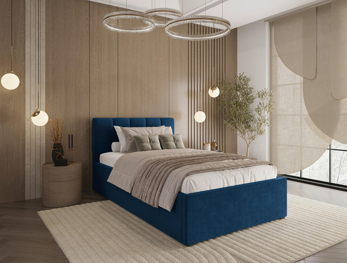 POLSTERBETT 120/200 cm  in Royalblau  - bleu royal/noir, Design, textile/matière synthétique (120/200cm) - Stylife