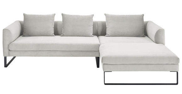 ECKSOFA  in Cord Hellgrau  284/178 cm  - Hellgrau/Schwarz, KONVENTIONELL, Textil/Metall (284/178cm) - Hom`in