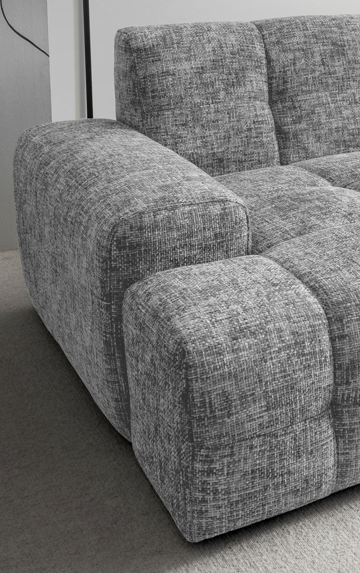 BIGSOFA in Struktur Silberfarben  - Silberfarben/Schwarz, MODERN, Kunststoff/Textil (304/87/155cm) - Livetastic
