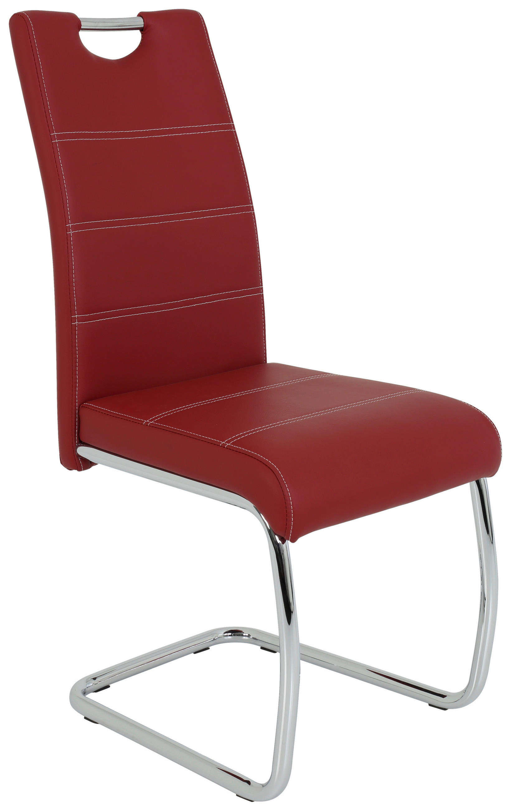 SCHWINGSTUHL  in Lederlook  - Chromfarben/Bordeaux, Design, Textil/Metall (43/98/59cm) - Carryhome