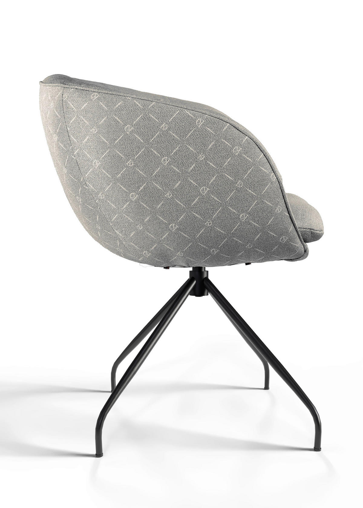 ARMLEHNSTUHL  Sitzfläche 360° drehbar, Gestellauswahl, automatische Rückholfunktion, ergonomische Rückenlehne, Stoff-/Lederauswahl Jacquard  Hellgrau  - Hellgrau/Schwarz, Design, Textil/Metall (62/81/63cm) - Dieter Knoll