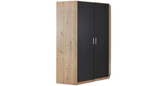 ECKKLEIDERSCHRANK 117/197/117 cm  - Dunkelgrau/Silberfarben, Design, Holzwerkstoff/Kunststoff (117/197/117cm) - Carryhome