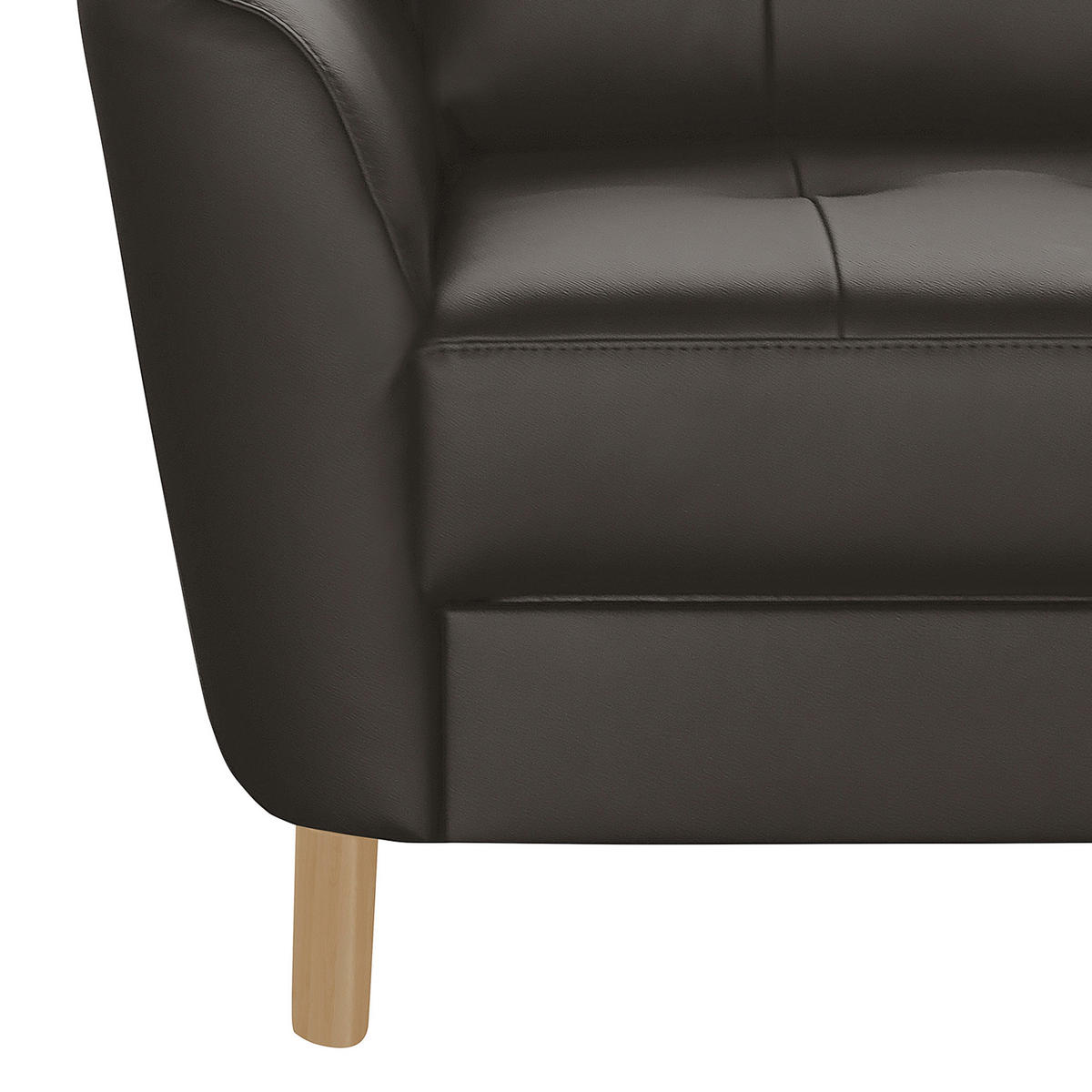 ECKSOFA Dunkelbraun Echtleder Lederlook  - Dunkelbraun/Buchefarben, Design, Leder/Holz (236/190cm) - Livetastic