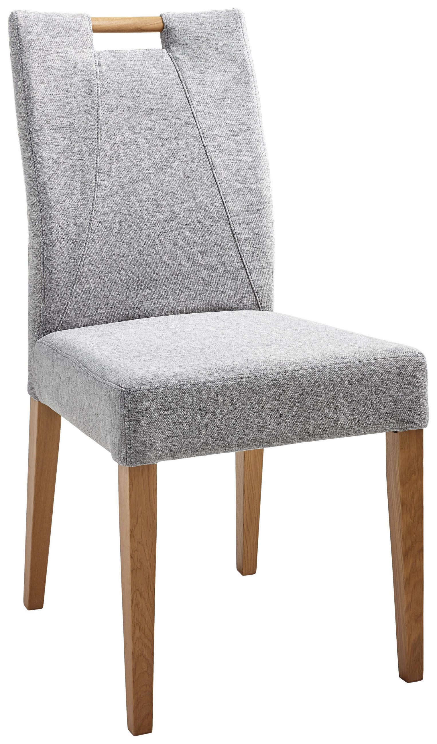 Stuhl in Holz, Textil Grau, Eichefarben