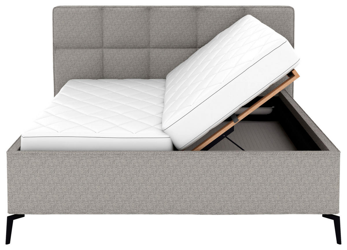 POLSTERBETT Bettkasten, motorische Verstellbarkeit, Fernbedienung, Lattenroste, Matratzen 180/200 cm  in Grau  - Schwarz/Weiß, KONVENTIONELL, Holz/Textil (180/200cm) - Musterring