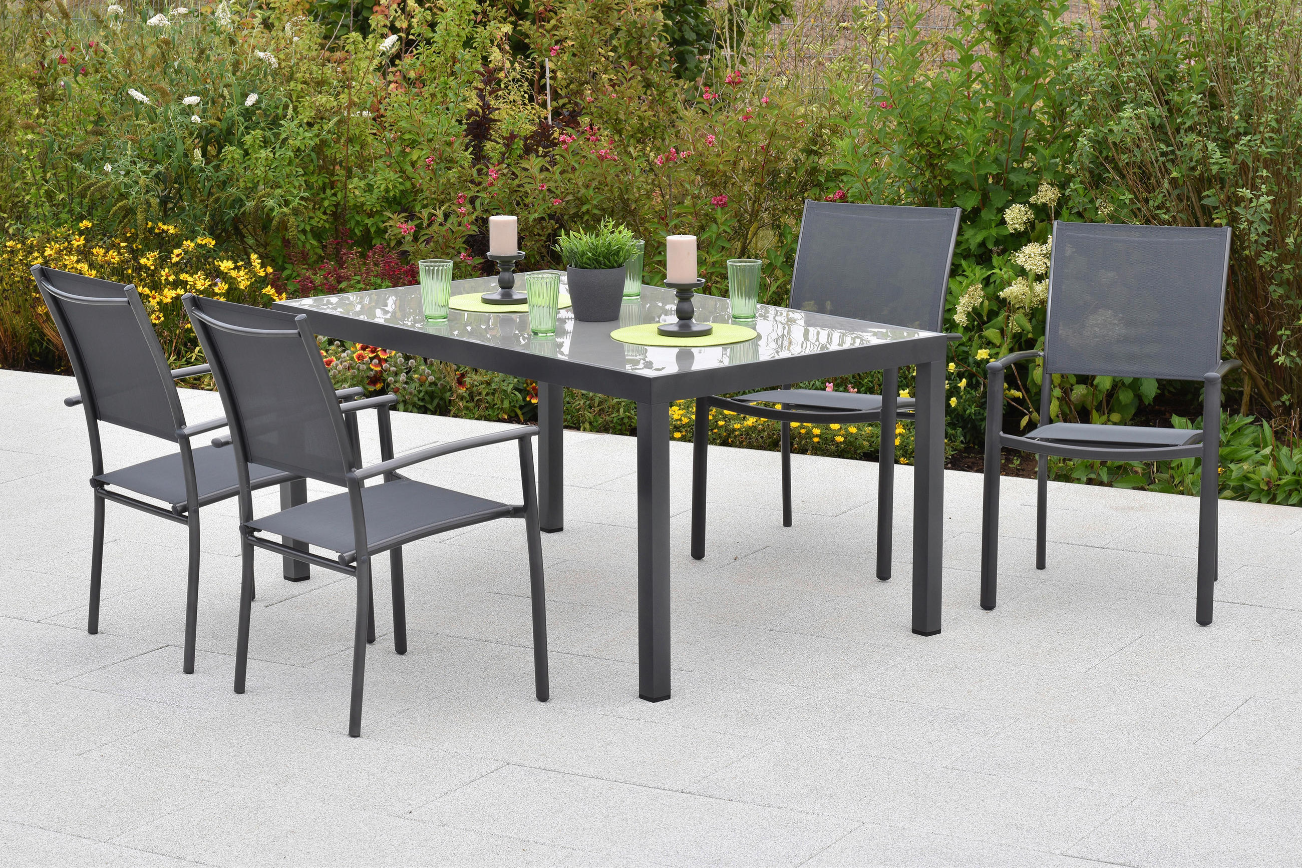 GARTENSET Aluminium  - Graphitfarben/Grau, MODERN, Textil/Metall - Gardenson