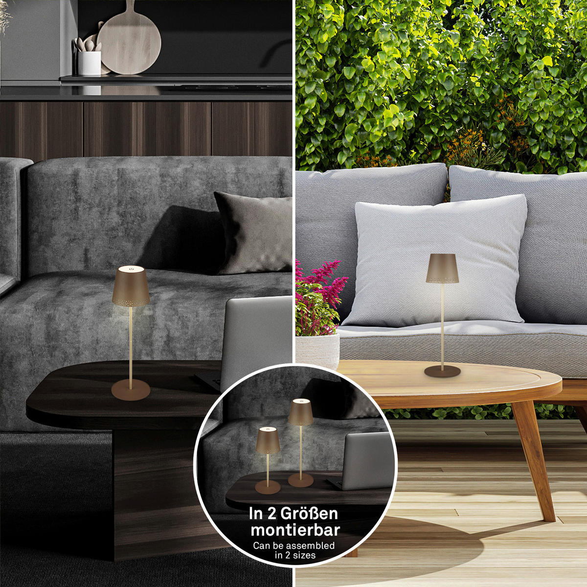 PUNJIVA STONA LAMPA - zlatno-braon, Osnovno, metal (12/38cm)