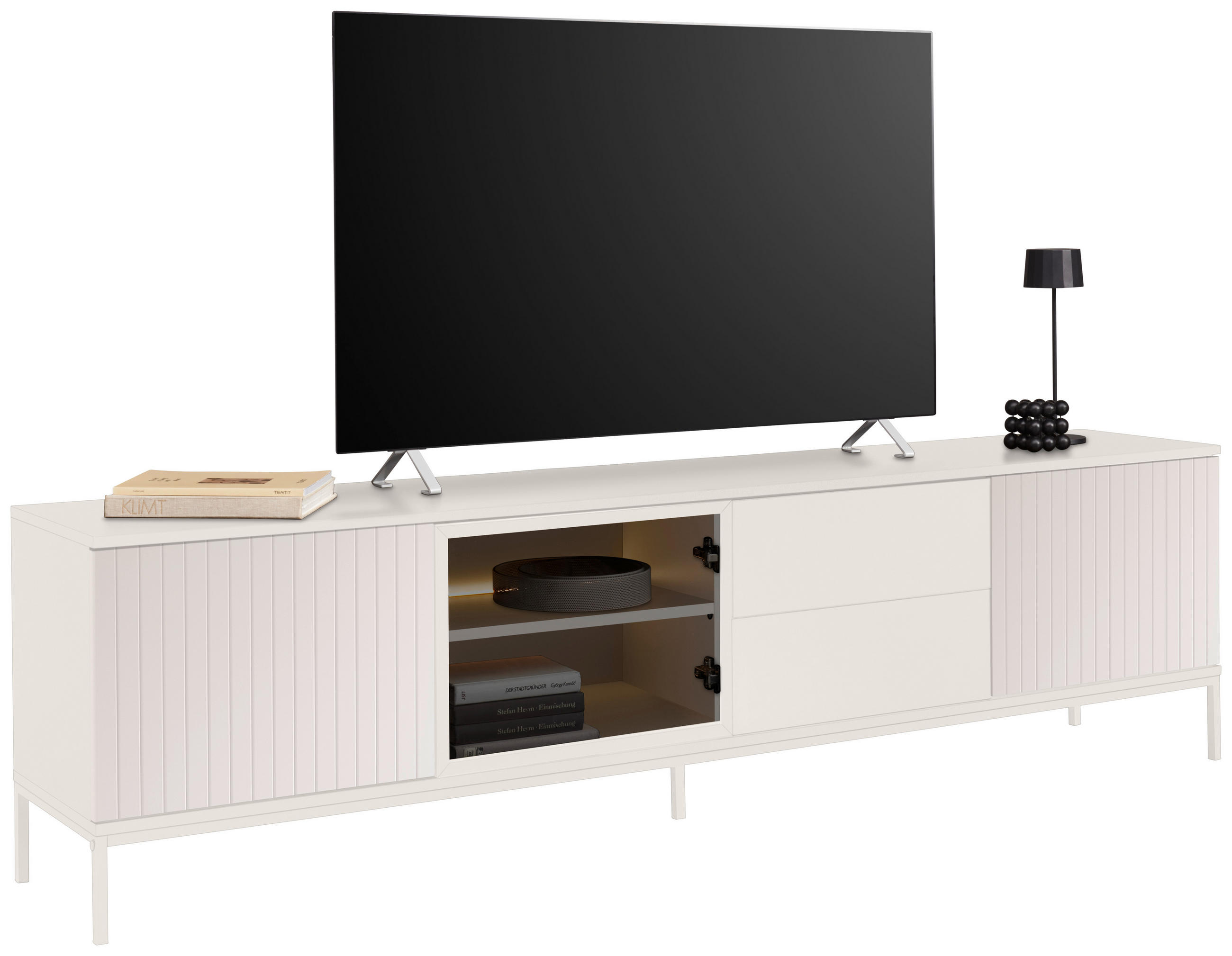 TV-BÄNK  205,8/56/38 cm 2 låda(or) modellutbud, möbler i samma serie finns att köpa till, stående, finns i olika storlekar  - kashmir, Klassisk, trämaterial/glas (205,8/56/38cm) - Voleo