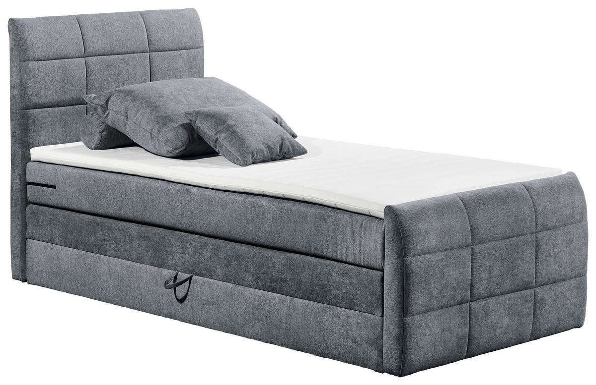 BOXSPRINGOVÁ POSTEĽ, 100/200 cm, antracitová - antracitová, Basics, kompozitné drevo/textil (100/200cm) - MID.YOU