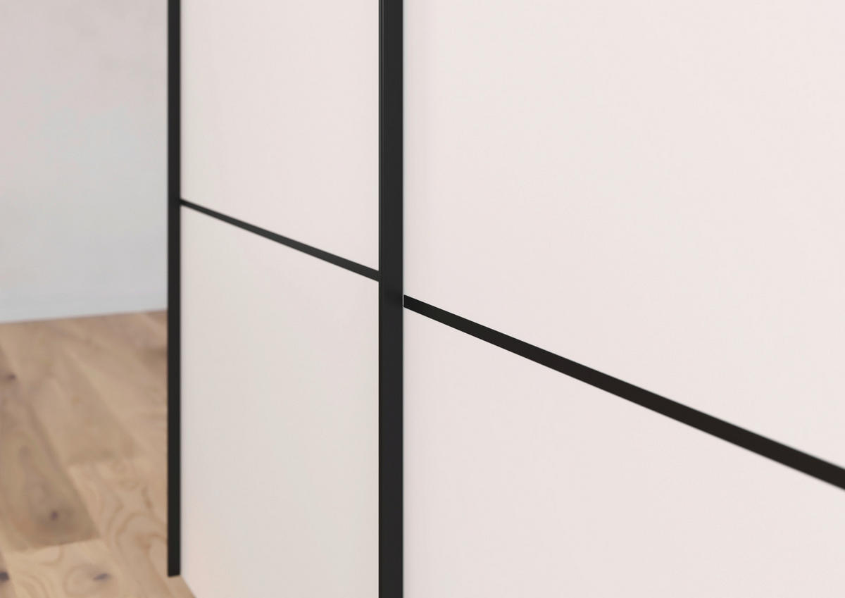SCHWEBETÜRENSCHRANK 242/223/68 cm 3-türig Weiß  - Schwarz/Weiß, KONVENTIONELL, Glas/Holzwerkstoff (242/223/68cm) - Novel