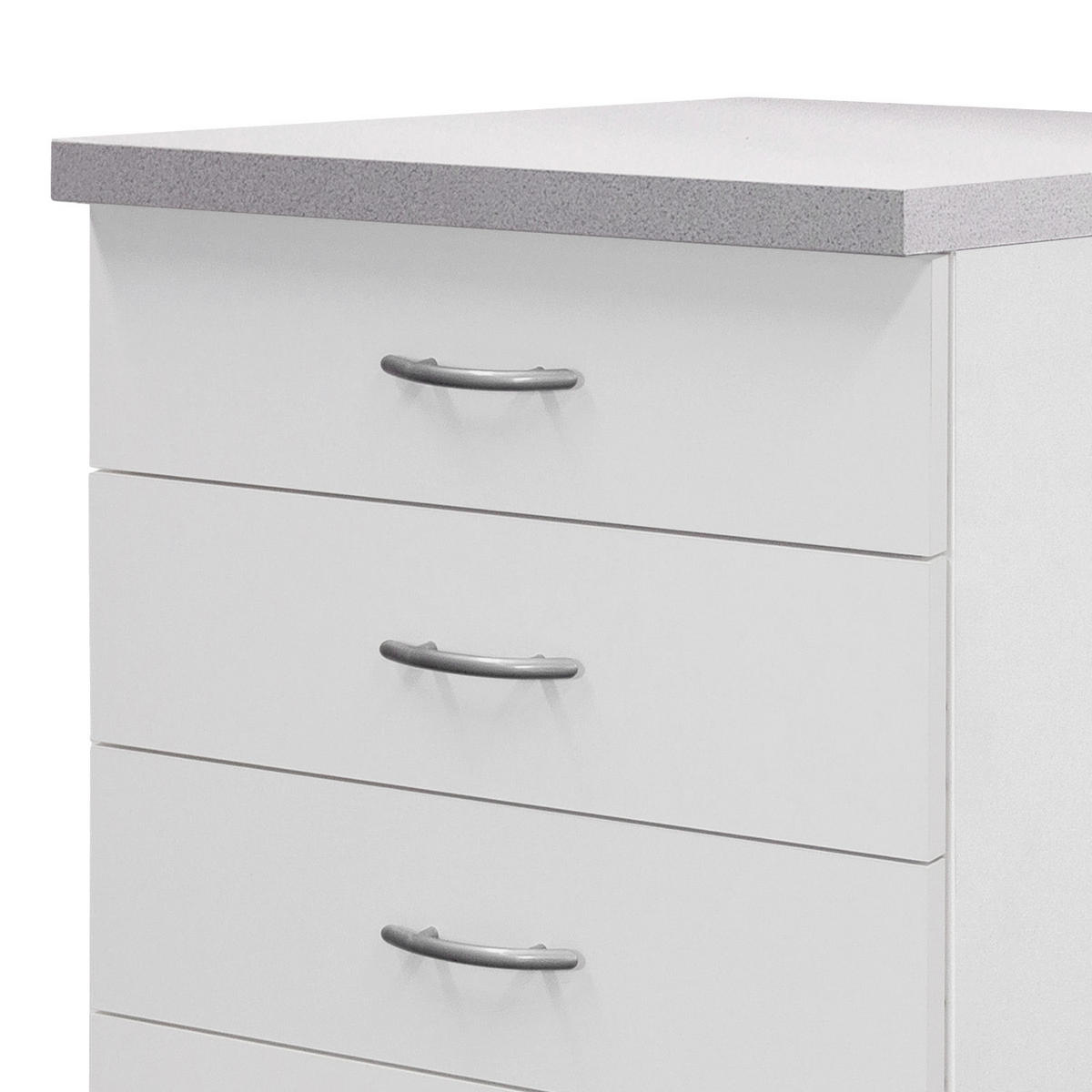 SCHUBKASTENUNTERSCHRANK 50/85/60 cm  in Weiß  - Edelstahlfarben/Hellgrau, Holzwerkstoff/Kunststoff (50/85/60cm) - FlexWell