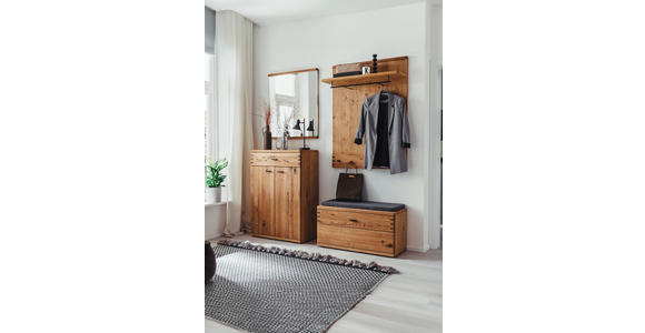 SCHUHSCHRANK Wildeiche furniert, massiv Wildeiche - Wildeiche/Anthrazit, Natur, Holz/Holzwerkstoff (75/108/37cm) - Waldwelt