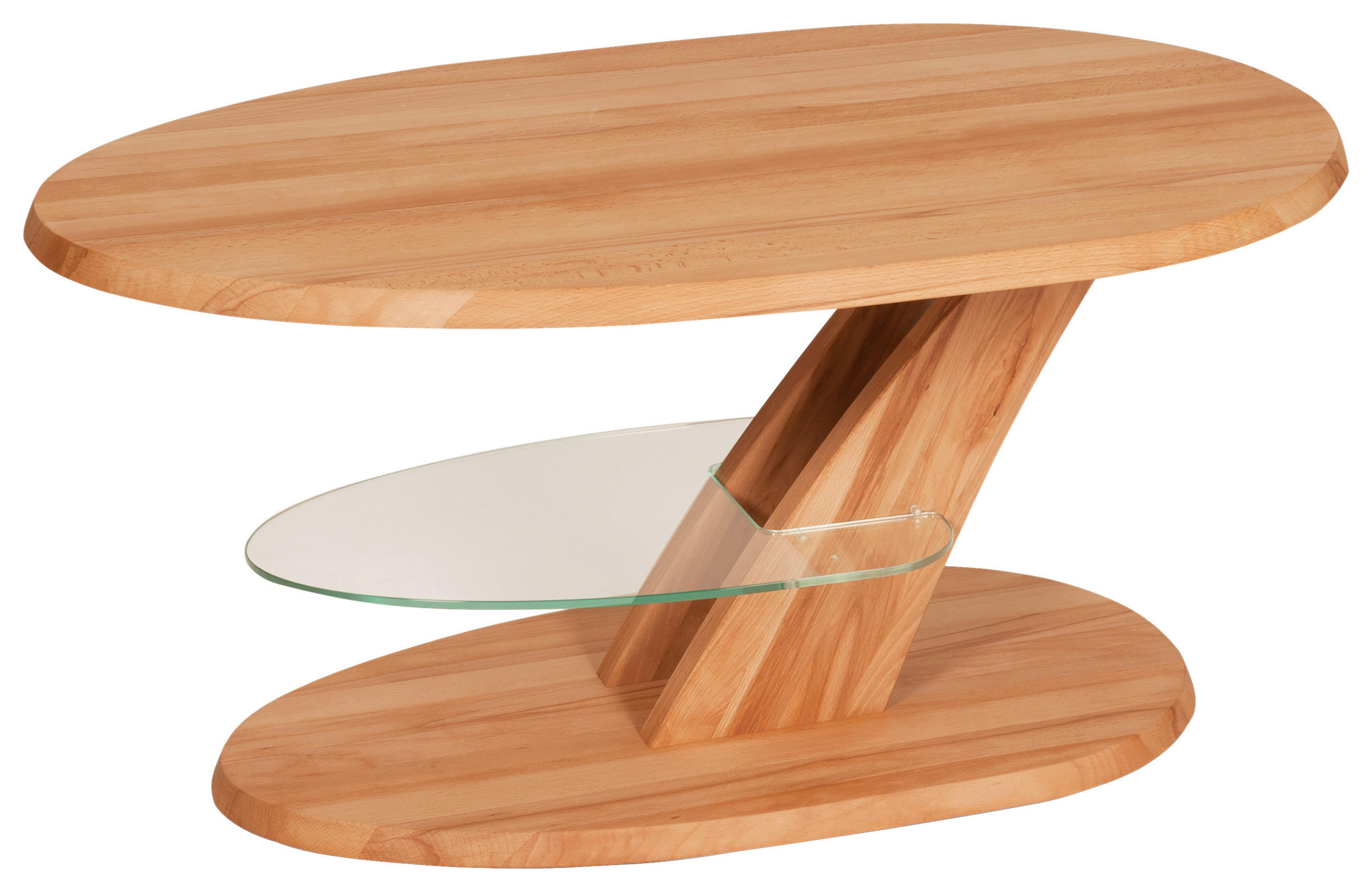 COUCHTISCH Holz, Glas 100/65/48-65 cm  - Buchefarben, Design, Glas/Holz (100/65/48-65cm) - Venda