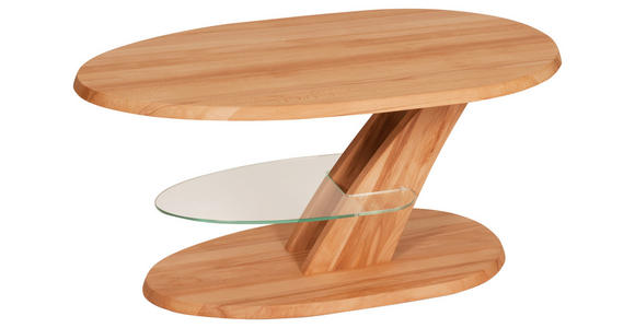 COUCHTISCH in Holz, Glas 100/65/48-65 cm  - Buchefarben, Design, Glas/Holz (100/65/48-65cm) - Venda
