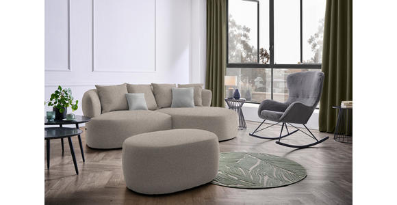 ECKSOFA in Plüsch Graubraun  - Graubraun/Schwarz, MODERN, Kunststoff/Textil (235/166cm) - Hom`in