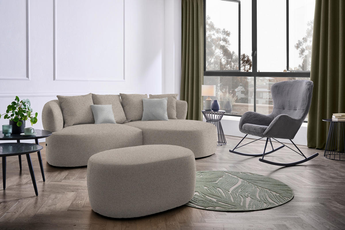 ECKSOFA in Plüsch Graubraun  235/166 cm  - Graubraun/Schwarz, MODERN, Kunststoff/Textil (235/166cm) - Hom`in