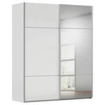 SCHWEBETÜRENSCHRANK 201/223/68 cm 2-türig Grau, Weiß  - Alufarben/Weiß, KONVENTIONELL, Glas/Holzwerkstoff (201/223/68cm) - Novel