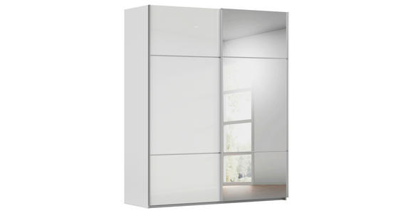 SCHWEBETÜRENSCHRANK 201/223/68 cm 2-türig Grau, Weiß - Alufarben/Weiß, KONVENTIONELL, Glas/Holzwerkstoff (201/223/68cm) - Novel