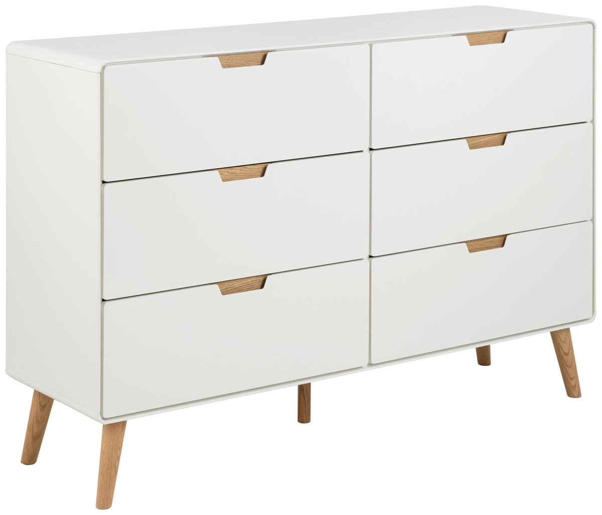 KOMODA, bela, barve hrasta  - barve hrasta/bela, Design, leseni material/les (135/90/40cm) - MID.YOU
